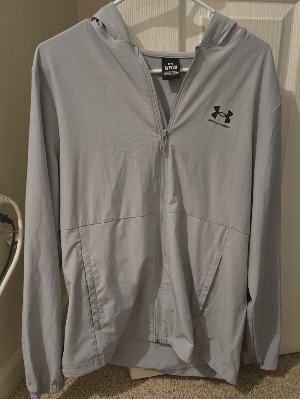 Under Armour Light Gray Hooded Full-Zip Jacket